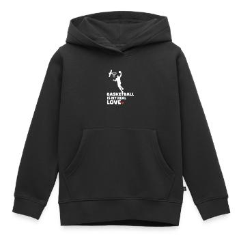 J’adore le basketball - Sweat Premium à capuche enfant bio - noir - Devant - AI Model Kid Male (0cm)