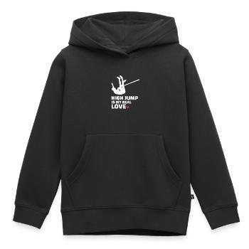 J’adore le saut en hauteur - Sweat Premium à capuche enfant bio - noir - Devant - AI Model Kid Male (0cm)