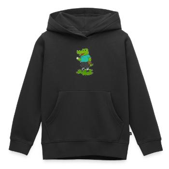 Gant de baseball en crocodile - Sweat Premium à capuche enfant bio - noir - Devant - AI Model Kid Male (0cm)