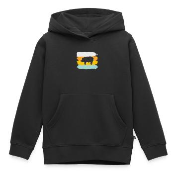 Porc Rétro - Sweat Premium à capuche enfant bio - noir - Devant - AI Model Kid Male (0cm)
