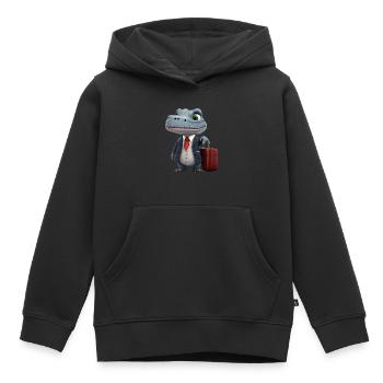 Crocodile d’affaires - Sweat Premium à capuche enfant bio - noir - Devant - AI Model Kid Male (0cm)