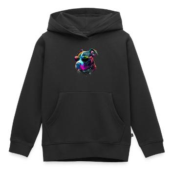 American Staffordshire Terrier Chiens Staffordshire - Sweat Premium à capuche enfant bio - noir - Devant - AI Model Kid Male (0cm)