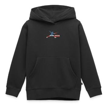 Escrime USA Team Drapeau américain Escrimeur américain - Sweat Premium à capuche enfant bio - noir - Devant - AI Model Kid Male (0cm)