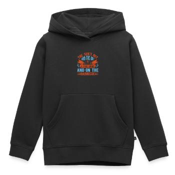 LE SOLEIL EST AU RENDEZ-VOUS ET J’AI UN FEU ALLUMÉ ET ENCORE - Sweat Premium à capuche enfant bio - noir - Devant - AI Model Kid Male (0cm)