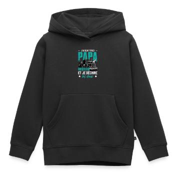 Camion | Chaffeur | Poids Lourd | Papa Routier - Sweat Premium à capuche enfant bio - noir - Devant - AI Model Kid Male (0cm)