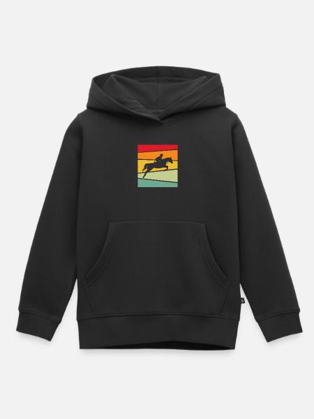 Horse Retro - Kids Premium Organic Hoodie - black