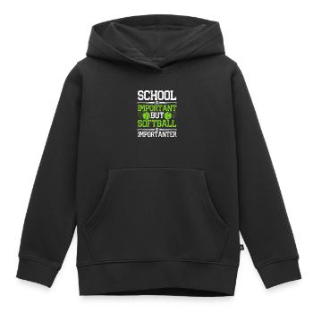 Schule ist wichtig, aber Softball noch wichtiger - Kinder Premium Organic Hoodie - Schwarz - Vorne - AI Model Kid Male (0cm)