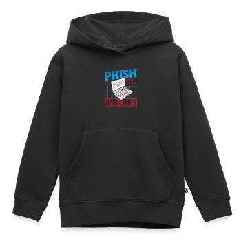 Phish and Chips Hacker Hacking Internet Network - Kids Premium Organic Hoodie - black - Front - AI Model Kid Male (0cm)