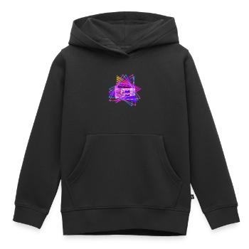 Fun disco rétro vintage radio stéréo 70's 80's - Sweat Premium à capuche enfant bio - noir - Devant - AI Model Kid Male (0cm)