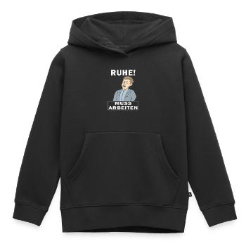 RUHE MUSS ARBEITEN - Kinder Premium Organic Hoodie - Schwarz - Vorne - AI Model Kid Male (0cm)