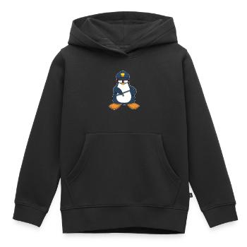 Pinguin Polizist Schlagstock Polizei - Kinder Premium Organic Hoodie - Schwarz - Vorne - AI Model Kid Male (0cm)