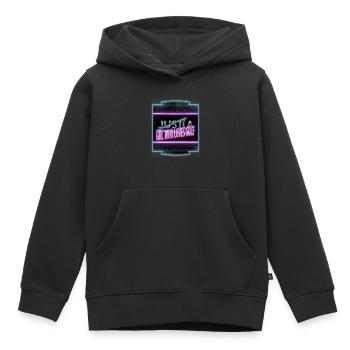 Citation Puter Geek Golfvêtements ChristianGolf - Sweat Premium à capuche enfant bio - noir - Devant - AI Model Kid Male (0cm)