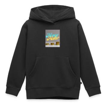 Money Maker - Kids Premium Organic Hoodie - black - Front - AI Model Kid Male (0cm)