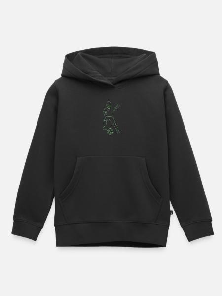 Fußball Junge gezeichnet - Kinder Premium Organic Hoodie - Schwarz