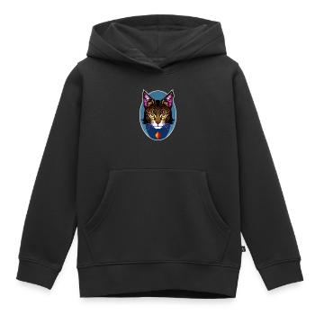 chat mystique - Sweat Premium à capuche enfant bio - noir - Devant - AI Model Kid Male (0cm)