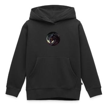 Regard sombre du dragon - Sweat Premium à capuche enfant bio - noir - Devant - AI Model Kid Male (0cm)