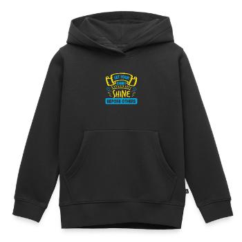 LASS DEIN LICHT VOR ANDEREN LEUCHTEN - Kinder Premium Organic Hoodie - Schwarz - Vorne - AI Model Kid Male (0cm)
