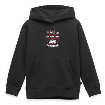 Preuve que mon papa tracteur, Papa agriculteur - Sweat Premium à capuche enfant bio - noir - Devant - AI Model Kid Male (0cm)