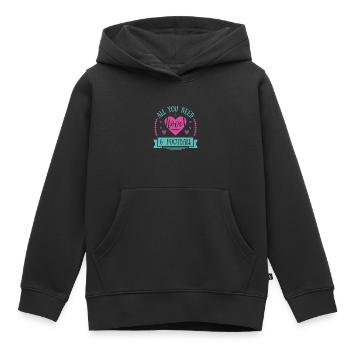Tout ce dont vous avez besoin, c’est de football - Sweat Premium à capuche enfant bio - noir - Devant - AI Model Kid Male (0cm)