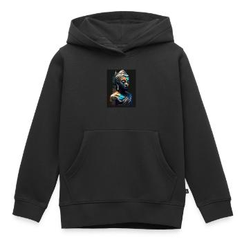 Statue abstraite de Bouddha - Sweat Premium à capuche enfant bio - noir - Devant - AI Model Kid Male (0cm)