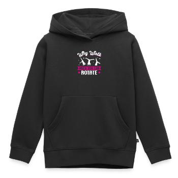 Pourquoi marcher quand vous pouvez tourner - Cartwheel - Sweat Premium à capuche enfant bio - noir - Devant - AI Model Kid Male (0cm)