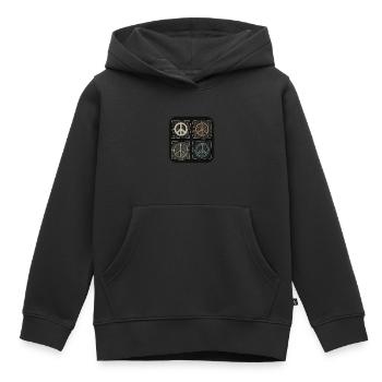 Symboles de paix dans différents styles - Sweat Premium à capuche enfant bio - noir - Devant - AI Model Kid Male (0cm)