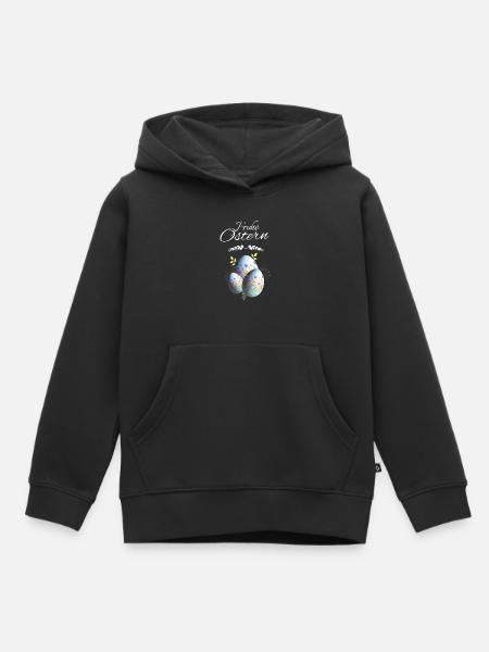 Blumen Ostereier Frohe Ostern - Kinder Premium Organic Hoodie - Schwarz