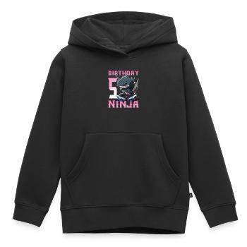 Shark Ninja I’m 5 - Action Anniversaire sous-marin - Sweat Premium à capuche enfant bio - noir - Devant - AI Model Kid Male (0cm)
