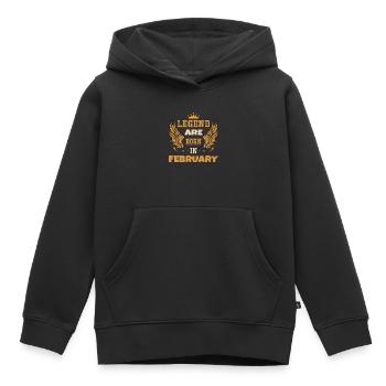 Die im Februar geborene Legende Geburtstagsgeschenk - Kinder Premium Organic Hoodie - Schwarz - Vorne - AI Model Kid Male (0cm)