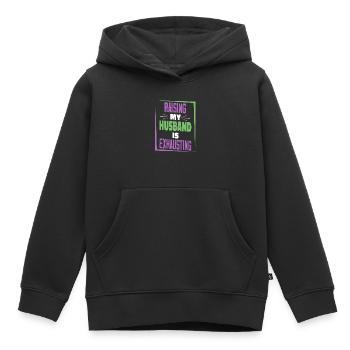 Die Erziehung meines Mannes ist anstrengend - Kinder Premium Organic Hoodie - Schwarz - Vorne - AI Model Kid Male (0cm)