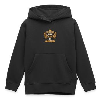 Die im Januar geborene Legende als Geburtstagsgeschenk - Kinder Premium Organic Hoodie - Schwarz - Vorne - AI Model Kid Male (0cm)