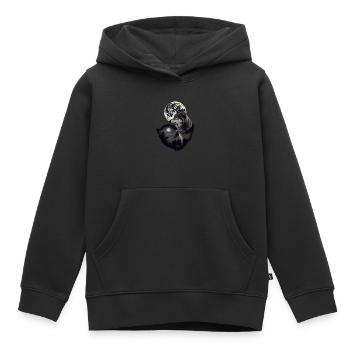 Wald mit Vollmond und grauem Wolf wildes Tier - Kinder Premium Organic Hoodie - Schwarz - Vorne - AI Model Kid Male (0cm)