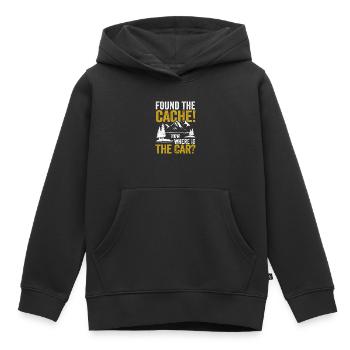 Trouvé la cache, où est la voiture? Jollier - Sweat Premium à capuche enfant bio - noir - Devant - AI Model Kid Male (0cm)