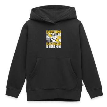 Électriciens électriciens - Sweat Premium à capuche enfant bio - noir - Devant - AI Model Kid Male (0cm)