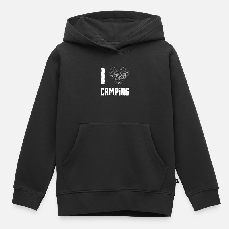 J’adore le camping - Sweat Premium à capuche enfant bio - noir