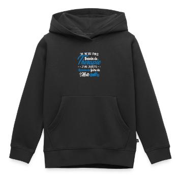 Pas besoin de thérapie besoin de faire de la Moto - Sweat Premium à capuche enfant bio - noir - Devant - AI Model Kid Male (0cm)