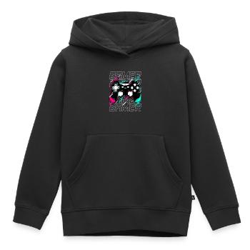 Gamer - Gaming Controller video game console neon - Kids Premium Organic Hoodie - black - Front - AI Model Kid Male (0cm)