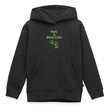 HUG A BROCCOLI - Kids Premium Organic Hoodie - black - Front - AI Model Kid Male (0cm)