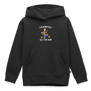 Faire du jogging - Sweat Premium à capuche enfant bio - noir - Devant - AI Model Kid Male (0cm)