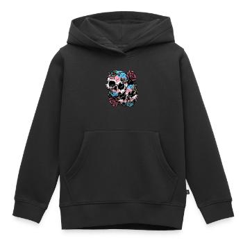 Fierté transgenre Drapeau trans Crâne Roses Sub - Sweat Premium à capuche enfant bio - noir - Devant - AI Model Kid Male (0cm)
