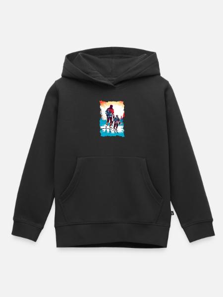 Hockey sur glace père et fils Cadeau de la fête des pères - Sweat Premium à capuche enfant bio - noir