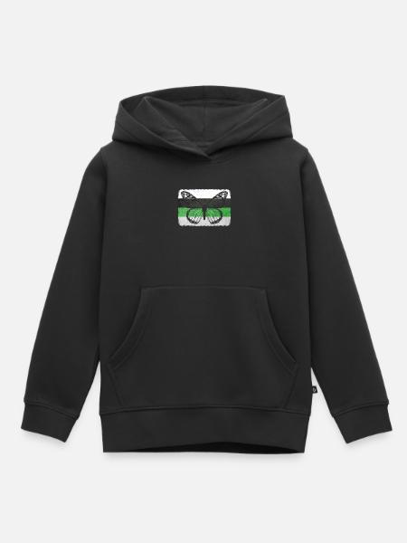 Demiromantique Fierté Flag Papillon Sublte - Sweat Premium à capuche enfant bio - noir