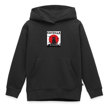 Catzilla Funny Cat Kitten Kitty Lover Japanese - Kids Premium Organic Hoodie - black - Front - AI Model Kid Male (0cm)