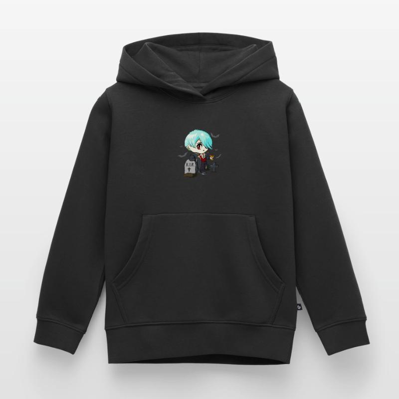 Gothic Vampire Emo Anime Goth Chibi On Graveyard Kids Premium Organic Hoodie