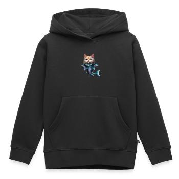 Fusion de chats de poisson - Sweat Premium à capuche enfant bio - noir - Devant - AI Model Kid Male (0cm)