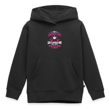 Drôle de tenue de maman de thé vert Fête des mères - Sweat Premium à capuche enfant bio - noir - Devant - AI Model Kid Male (0cm)