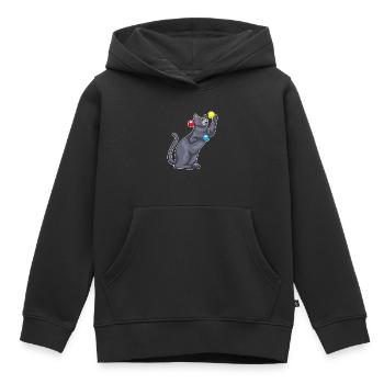 Jongleur de chat jongleur - Sweat Premium à capuche enfant bio - noir - Devant - AI Model Kid Male (0cm)
