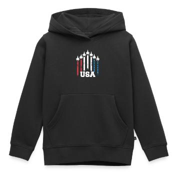 USA combat aircraft flag formation air force - Kinder Premium Organic Hoodie - Schwarz - Vorne - AI Model Kid Male (0cm)