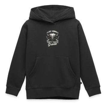 Ich liebe Tiere Sie schmecken toll Hirschjagd Ente - Kinder Premium Organic Hoodie - Schwarz - Vorne - AI Model Kid Male (0cm)