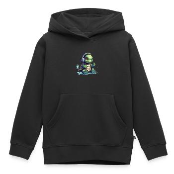 Süße Schildkröte mit Kopfhörer hört Musik - Kinder Premium Organic Hoodie - Schwarz - Vorne - AI Model Kid Male (0cm)